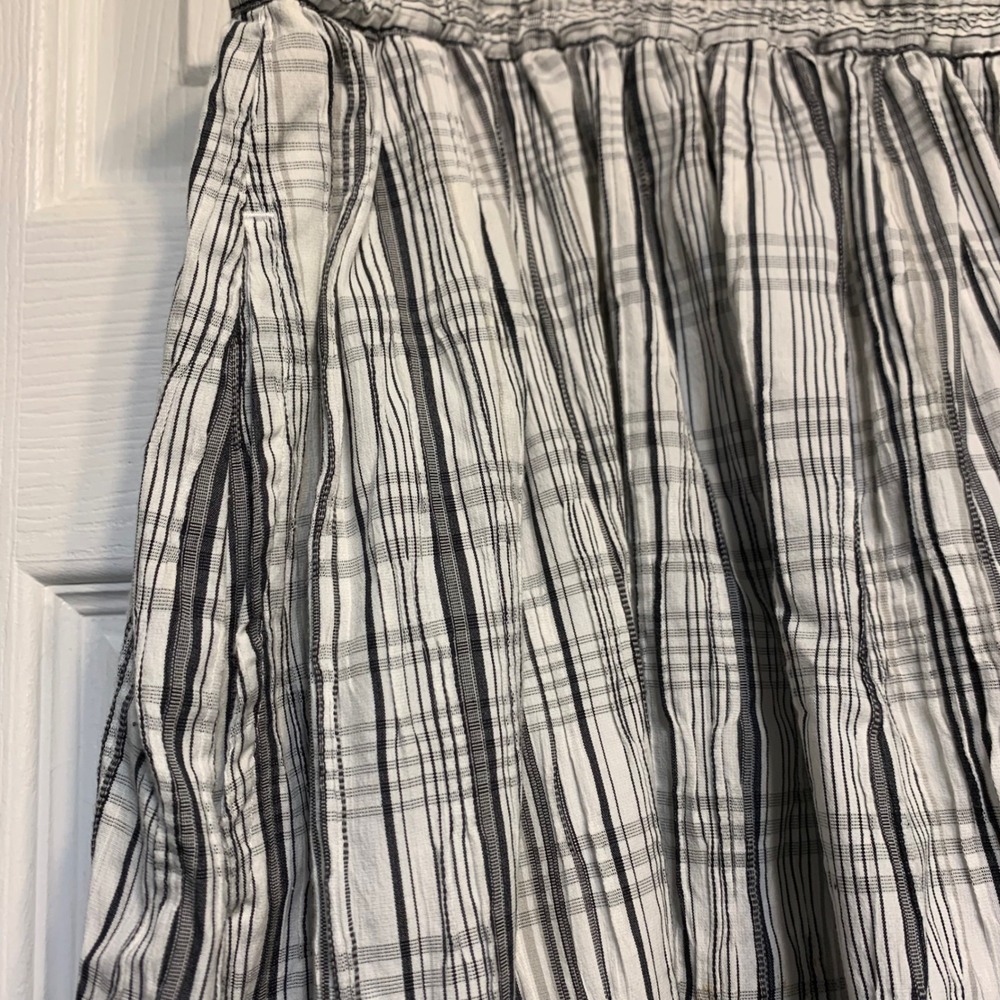 Orvis Plaid Midi Skirt XL Black White Elastic Drawstring Waist Pockets Gorpcore - Picture 2 of 6